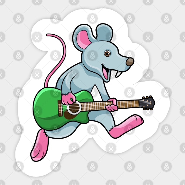 Mouse at Music with Guitar Sticker by Markus Schnabel